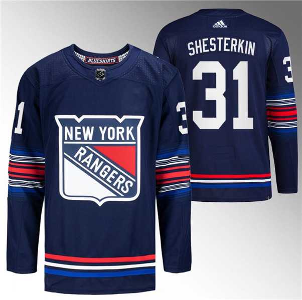 Men's New York Rangers #31 Igor Shesterkin Navy Stitched Jersey Dzhi